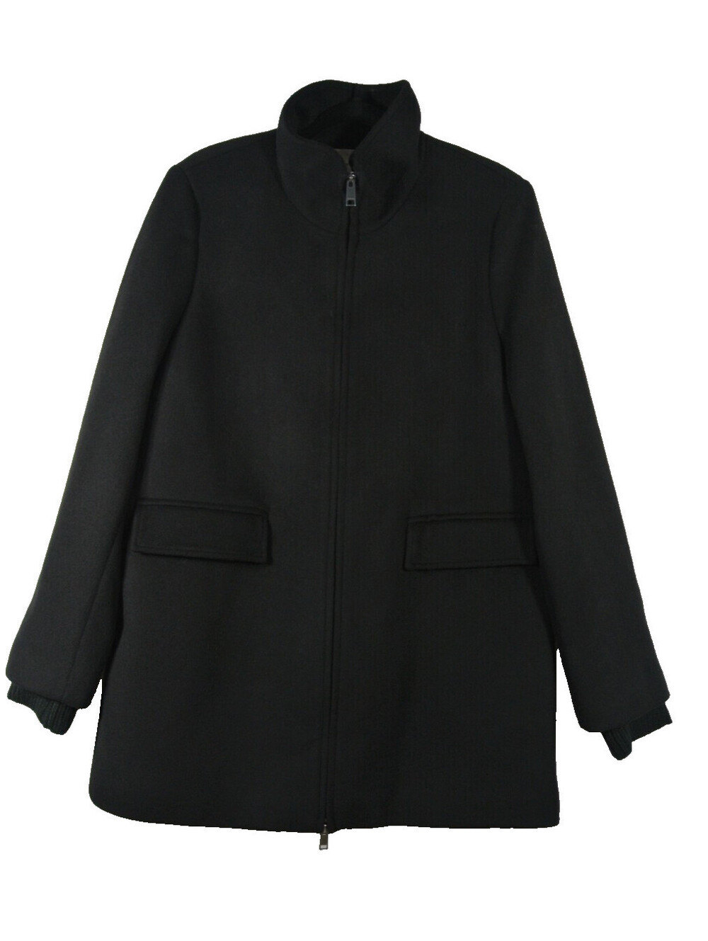 NEW, VINCE Stand Collar Wool & Cashmere Blend Coat in Black Sz L #W215